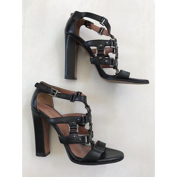 Alaia Paris Leather Strappy Studded Sandals Heels Italy - Picture 3 of 11